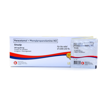 SINUZIP Paracetamol / Phenylpropanolamine Hydrochloride 500mg / 20mg ...