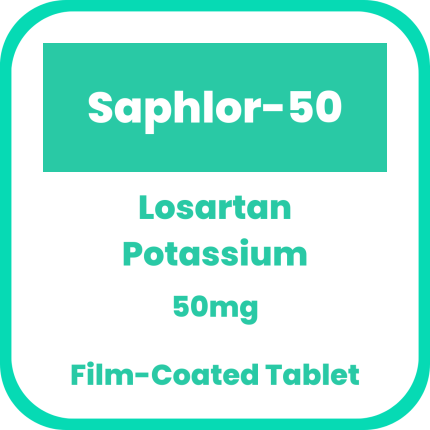 Image of SAPHLOR-50 LOSARTAN POTASSIUM 50MG FILM-COATED TABLET 1'S