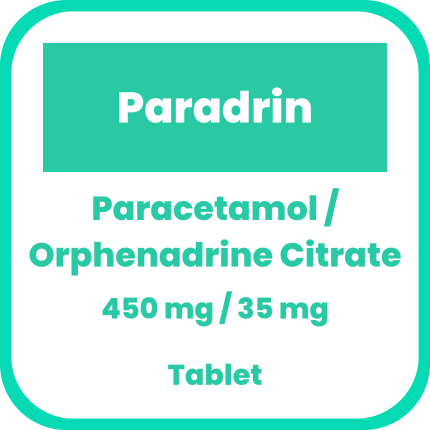 Image of PARADRIN PARACETAMOL / ORPHENADRINE CITRATE 450MG / 35MG TABLET 1'S