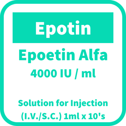 Image of EPOTIN EPOETIN ALFA 4,000IU / ML SOLUTION FOR IV/SC INJECTION 1ML 10'S