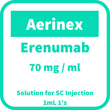 Image of AERINEX ERENUMAB 70MG / ML SOLUTION FOR SC INJECTION 1ML 1'S