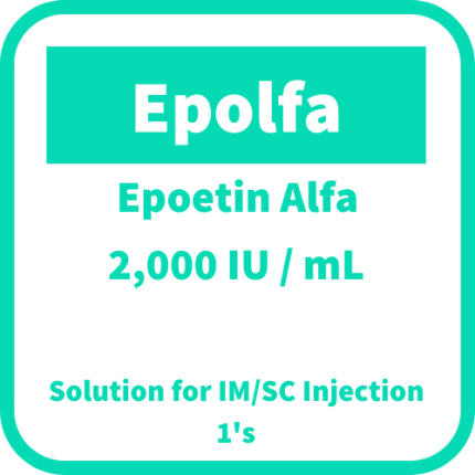 Image of EPOLFA EPOETIN ALFA 2,000IU / ML SOLUTION FOR IM/SC INJECTION 1'S