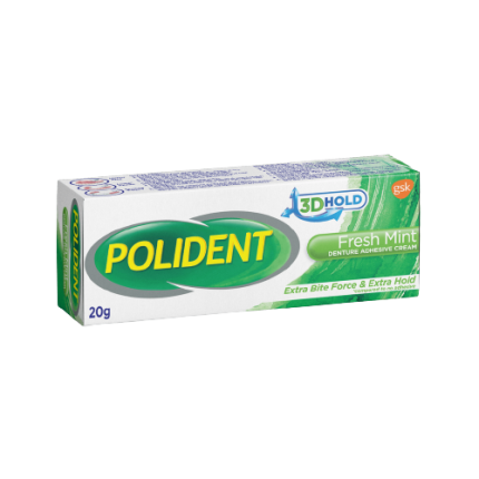 Image of POLIDENT DENTURE ADHESIVE CREAM FRESH MINT 20G