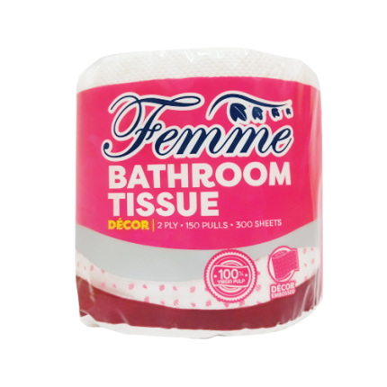 Image of FEMME BATHROOM TISSUE 2 PLY 150 PULLS 300 SHEETS 1'S