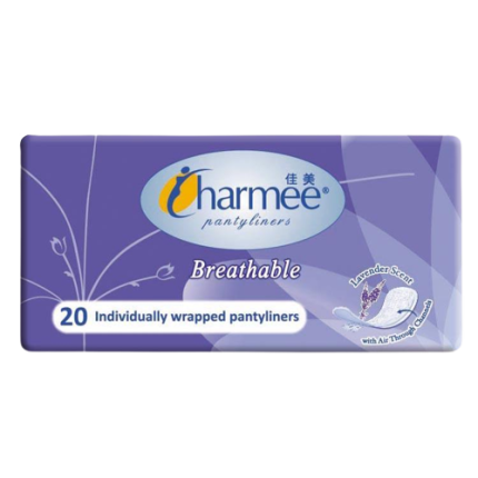 Image of CHARMEE BREATHABLE PANTYLINERS LAVENDER SCENT 20'S
