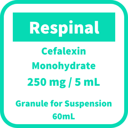 RESPINAL Cefalexin Monohydrate 250mg / 5mL Granule for Suspension 60mL ...