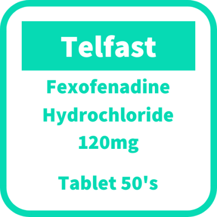 Image of TELFAST FEXOFENADINE HYDROCHLORIDE 120MG TABLET 50'S