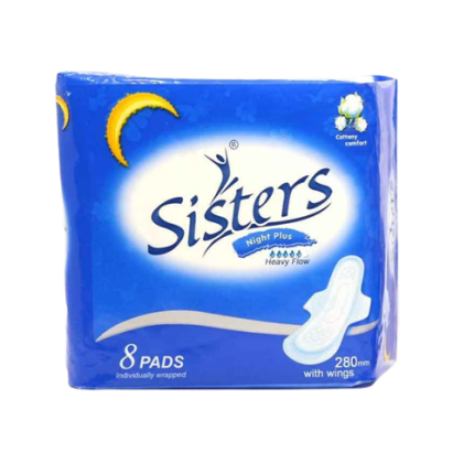 Image of SISTERS NIGHT PLUS HEAVY FLOW WITH WINGS 8 PADS