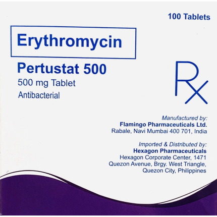 Image of PERTUSTAT 500 ERYTHROMYCIN STEARATE 500MG TABLET 100'S