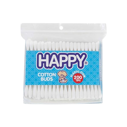 Image of HAPPY COTTON BUDS PLASTIC STEM 200'S