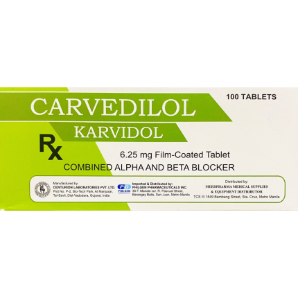 Image of KARVIDOL CARVEDILOL 6.25MG - 1 BOX X 100 TABS