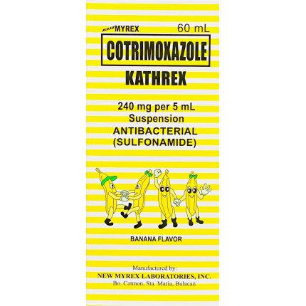 Image of KATHREX COTRIMOXAZOLE (SULFAMETHOXAZOLE / TRIMETHOPRIM) 240 MG / 5 ML (200MG / 40MG PER 5ML) SUSPENSION 60ML BANANA