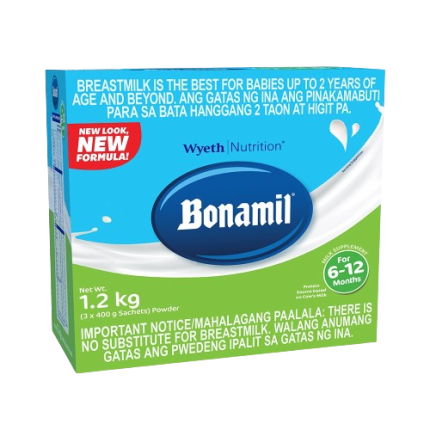 Image of BONAMIL MILK SUPPLEMENT FOR 6 TO12 MONTHS 1.2KG (3X400)