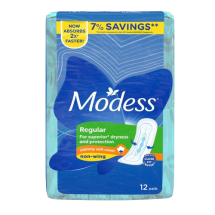 Image of MODESS REGULAR COTTONY SOFT COVER NON-WINGS 12'S