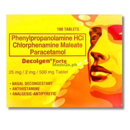 Image of DECOLGEN FORTE 1 TABLET - PHENYLPROPANOLAMINE / CHLORPHENAMINE / PARACETAMOL 25MG / 2MG / 500MG