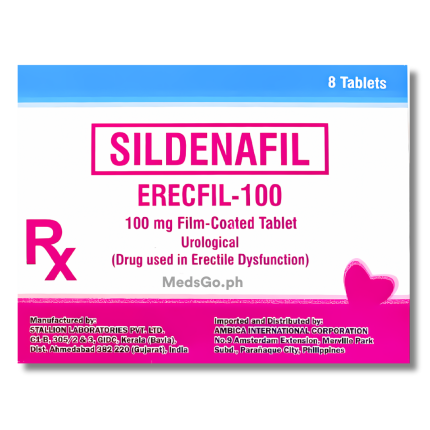 Image of ERECFIL-100 SILDENAFIL 100MG - 1 BOX X 8 TABS