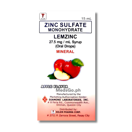Image of LEMZINC ZINC 27.5MG / ML SYRUP (ORAL DROPS) 15ML APPLE