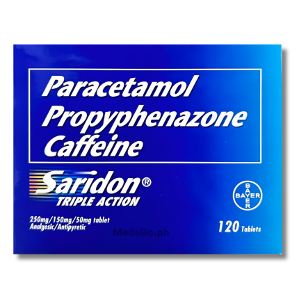 Image of SARIDON TRIPLE ACTION 20 TABS - PARACETAMOL / PROPYPHENAZONE / CAFFEINE 250MG / 150MG / 50MG