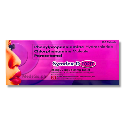 Image of SYMDEX-D FORTE 1 TABLET - PARACETAMOL / PHENYLPROPANOLAMINE / CHLORPHENAMINE 500MG / 25MG / 2MG
