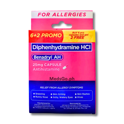 Image of BENADRYL AH DIPHENHYDRAMINE 25MG - PROMO PACK 6+2 CAPSULE