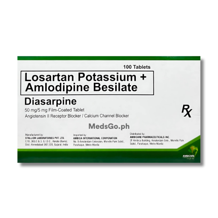 DIASARPINE Amlodipine Besilate / Losartan Potassium 50mg / 5mg Film-Coated Tablet 1's