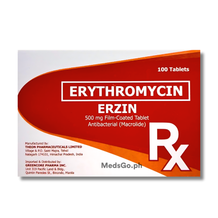 Image of ERZIN ERYTHROMYCIN STEARATE 500MG FILM-COATED TABLET 100'S