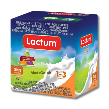 Image of LACTUM 1-3 YEARS OLD MILK PLAIN 2KG (4X500G)