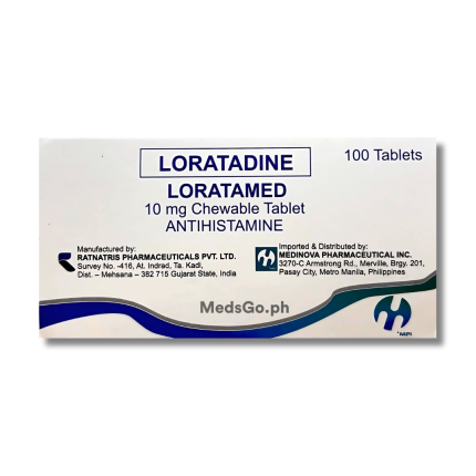 Image of LORATAMED LORATADINE 10MG - 1 BOX X 100 CHEWABLE TABS