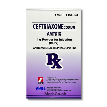 Image of AMTRIX CEFTRIAXONE 1G POWDER FOR INJECTION 1 VIAL + 1 DILUENT