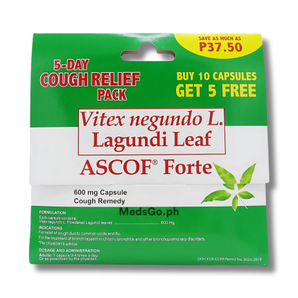 Image of ASCOF FORTE PROMO PACK 10+5 CAPS - LAGUNDI 600MG