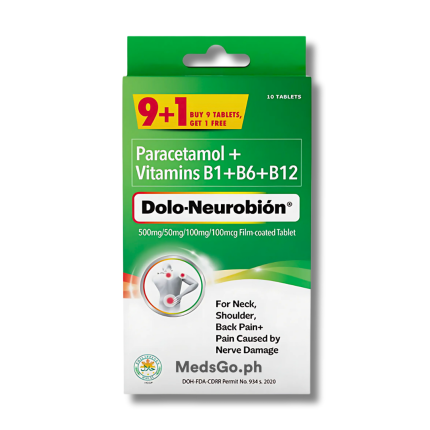 Image of DOLO-NEUROBION PARACETAMOL / VITAMIN B COMPLEX TABLET - 9 + 1 TAB PROMO PACK