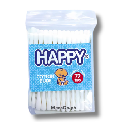 Image of HAPPY COTTON BUDS PLASTIC STEM 72'S