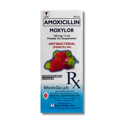 Image of MOXYLOR AMOXICILLIN 125MG / 5ML - 60ML POWDER FOR SUSPENSION STRAWBERRY