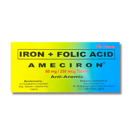 Image of AMECIRON IRON / FOLIC ACID 60MG / 250MCG - 1 TABLET