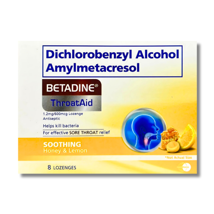 Image of BETADINE THROATAID HONEY & LEMON LOZENGES 8'S
