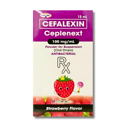 Image of CEPLENEXT CEFALEXIN 100MG / ML ORAL DROPS 15ML STRAWBERRY