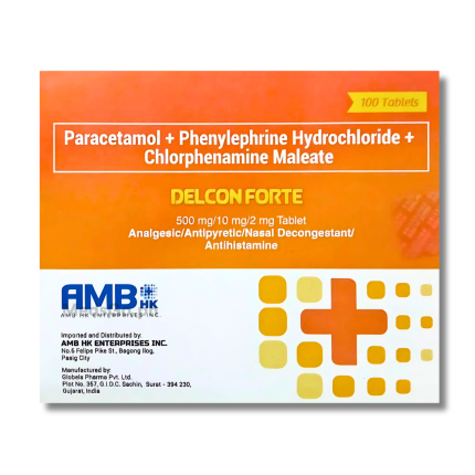 Image of DELCON FORTE 1 TABLET - PHENYLEPHRINE / CHLORPHENAMINE / PARACETAMOL 10MG / 2MG / 500MG