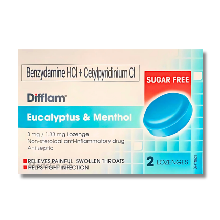 Image of DIFFLAM EUCALYPTUS & MENTHOL LOZENGE- 1 BOX X 2'S