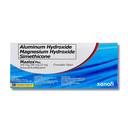 Image of MAALOX PLUS ALUMINUM HYDROXIDE / MAGNESIUM HYDROXIDE / SIMETHICONE 200MG / 200MG / 25MG CHEWABLE TABLET 1'S