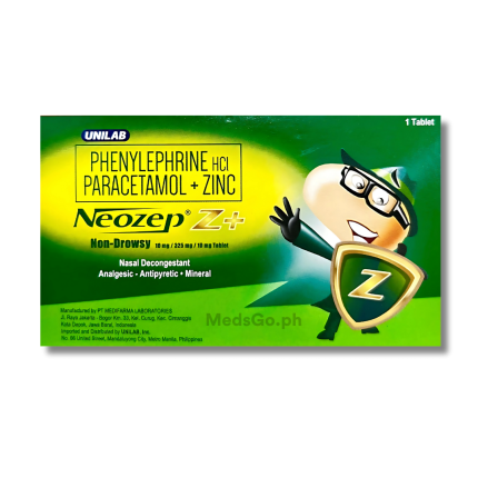 Image of NEOZEP Z+ NON DROWSY 1 TABLET - PHENYLEPHRINE / PARACETAMOL / ZINC 10MG / 325MG / 10MG