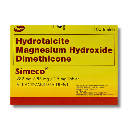 Image of SIMECO HYDROTALCITE / MAGNESIUM HYDROXIDE / DIMETHICONE 282MG / 85MG / 25MG TABLET 1'S