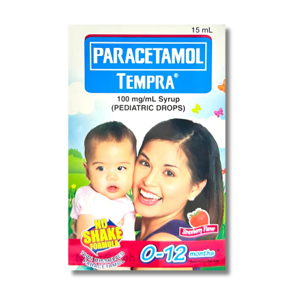 Image of TEMPRA PARACETAMOL 100MG / ML ORAL DROPS 15ML STRAWBERRY