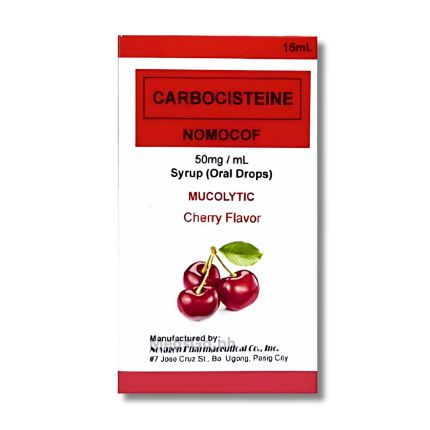 Image of NOMOCOF CARBOCISTEINE 50MG / ML ORAL DROPS 15ML CHERRY