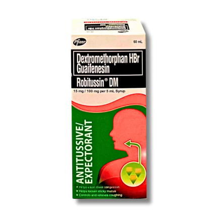 Image of ROBITUSSIN DM DEXTROMETHORPHAN / GUIAFENESIN 15MG / 100MG SYRUP 60ML