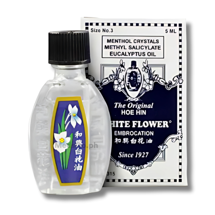Image of WHITE FLOWER EMBROCATION MENTHOL CRYSTALS / METHYL SALICYLATE / EUCALYPTUS OIL 30%/ 40%/ 18% (W/W) EMBROCATION 5ML