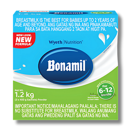 Image of BONAMIL MILK SUPPLEMENT FOR 6 TO12 MONTHS 1.2KG (3X400)