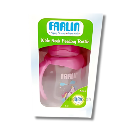 Image of FARLIN WIDE NECK FEEDING BOTTLE 9OZ PINK 1'S