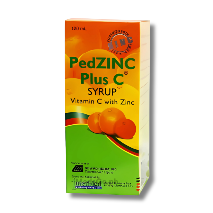 Image of PEDZINC PLUS C VIT. C / ZINC FOOD SUPPLEMENT SYRUP 120ML ORANGE