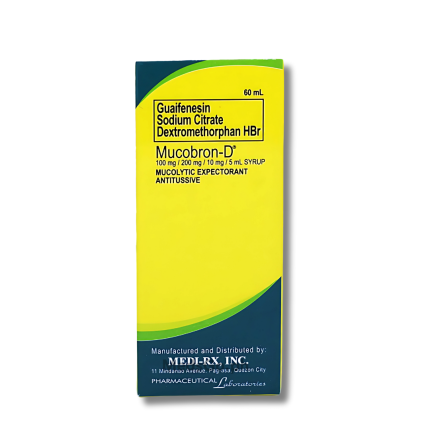 Image of MUCOBRON-D SYRUP 60ML -  GUAIFENESIN / SODIUM CITRATE / DEXTROMETHORPHAN 100MG / 200MG / 10MG