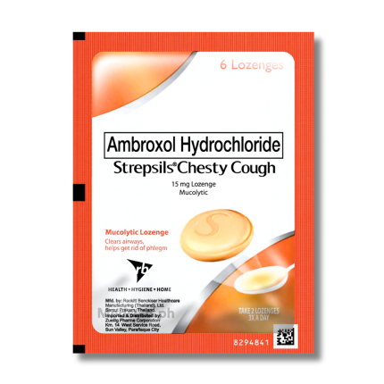 Image of STREPSILS CHESTY COUGH AMBROXOL HYDROCHLORIDE 15MG LOZENGE 6'S